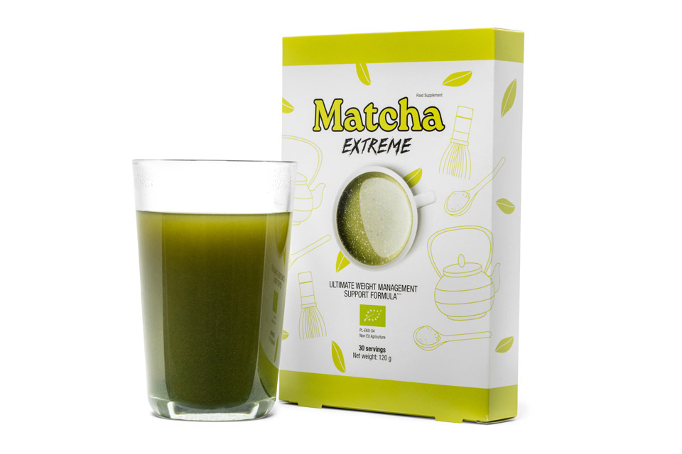 Opakowanie suplementu Matcha Extreme - mocne tabletki na odchudzanie z ekstraktem z zielonej herbaty