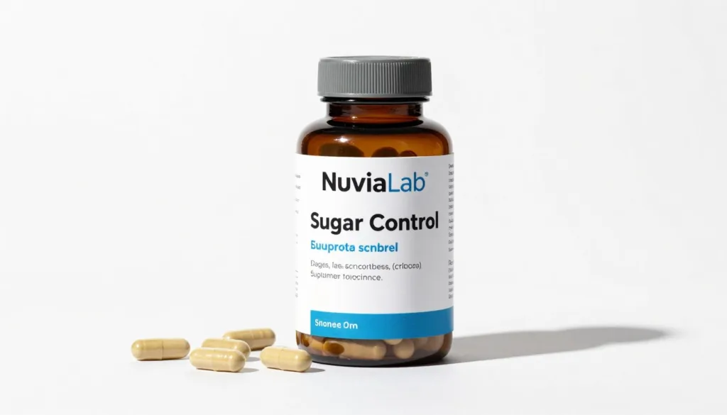 Opakowanie suplementu NuviaLab Sugar Control z widocznymi kapsułkami