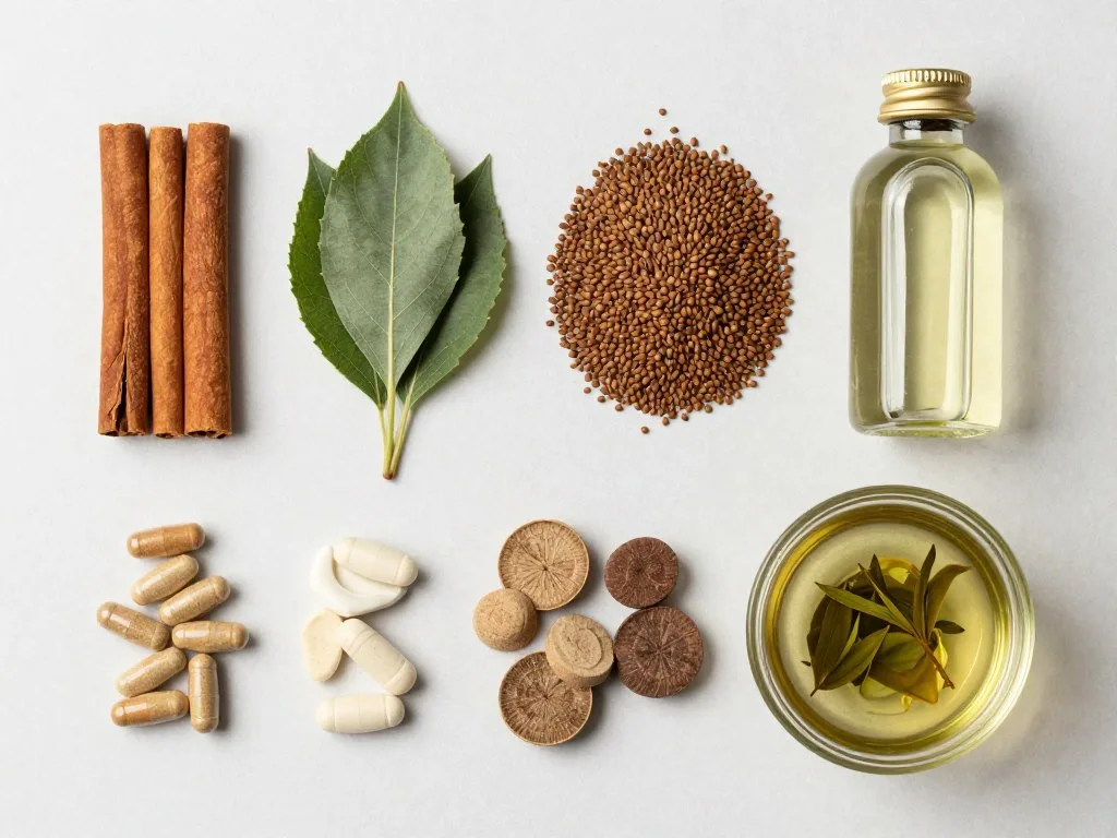 Naturalne produkty wspomagające kontrolę poziomu cukru we krwi, np. cynamon, morwa biała, kozieradka