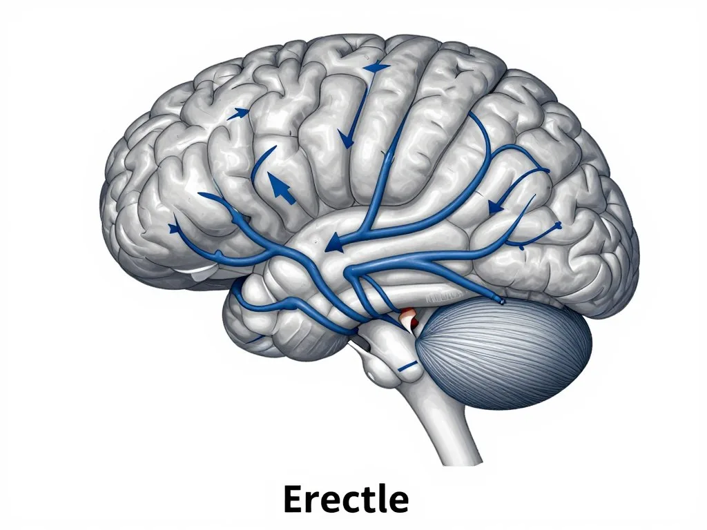 Diagram przedstawiający ścieżki nerwowe kontrolujące mechanizm erekcji