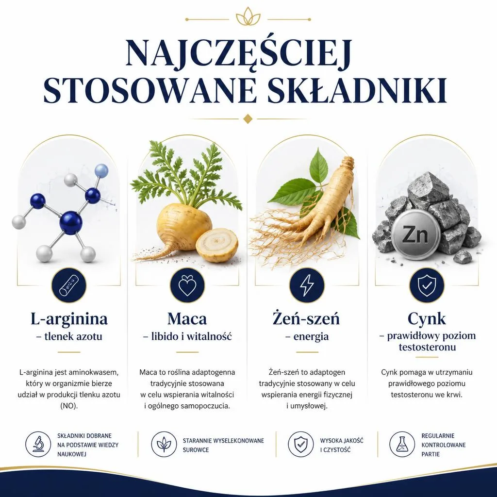 Najczęściej stosowane składniki w suplementach na potencję