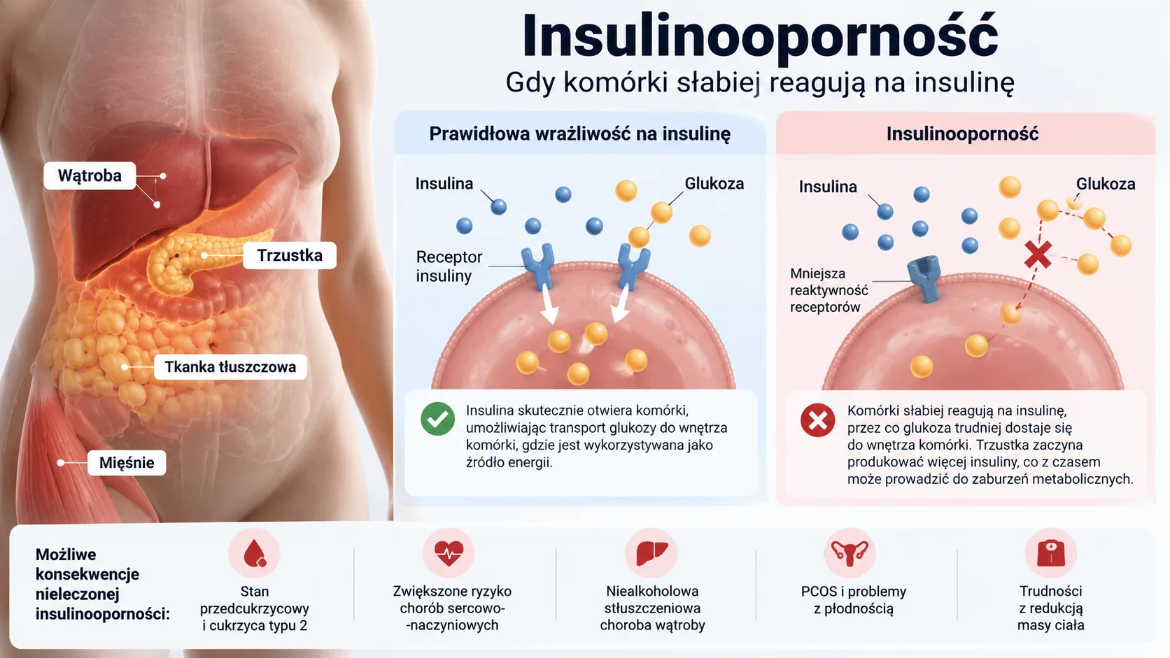 Insulinooporność – mechanizm, objawy i diagnostyka Insulinooporność – mechanizm działania insuliny, objawy i możliwe konsekwencje metaboliczne