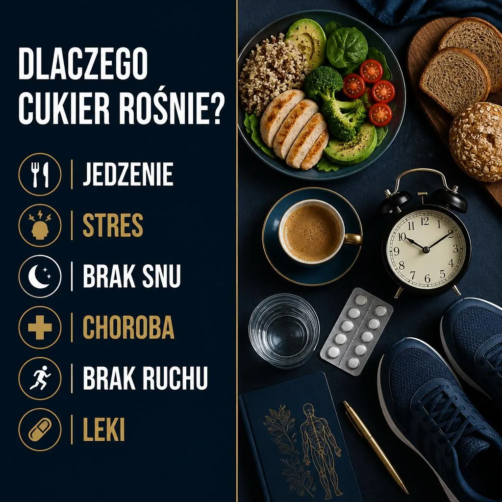 Przyczyny wysokiego cukru – jedzenie, stres, sen, choroba i brak ruchu